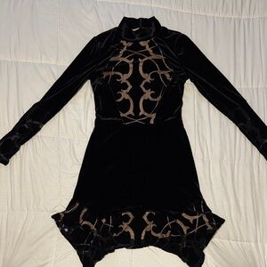 BCBGMAXAZRIA Black Velvet Long Sleeve Mini Dress - NWT - Size XS